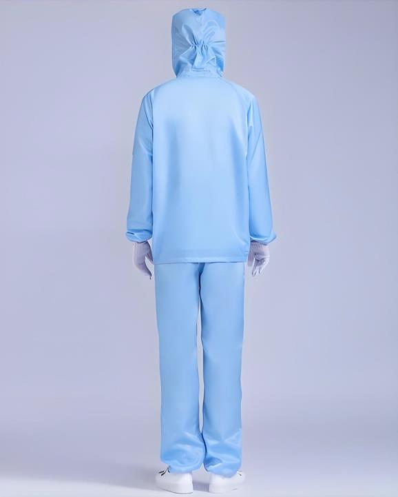 Technician in battery production protective clothing